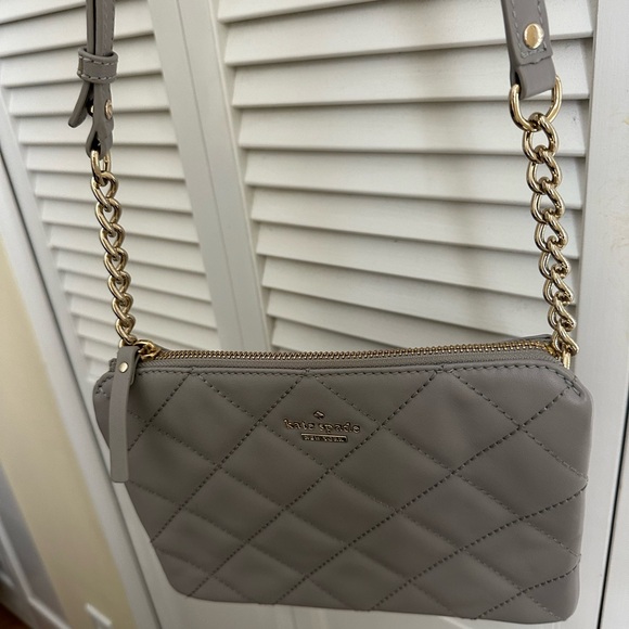 Kate Spade quilted gray leather crossbody purse. - Picture 2 of 8